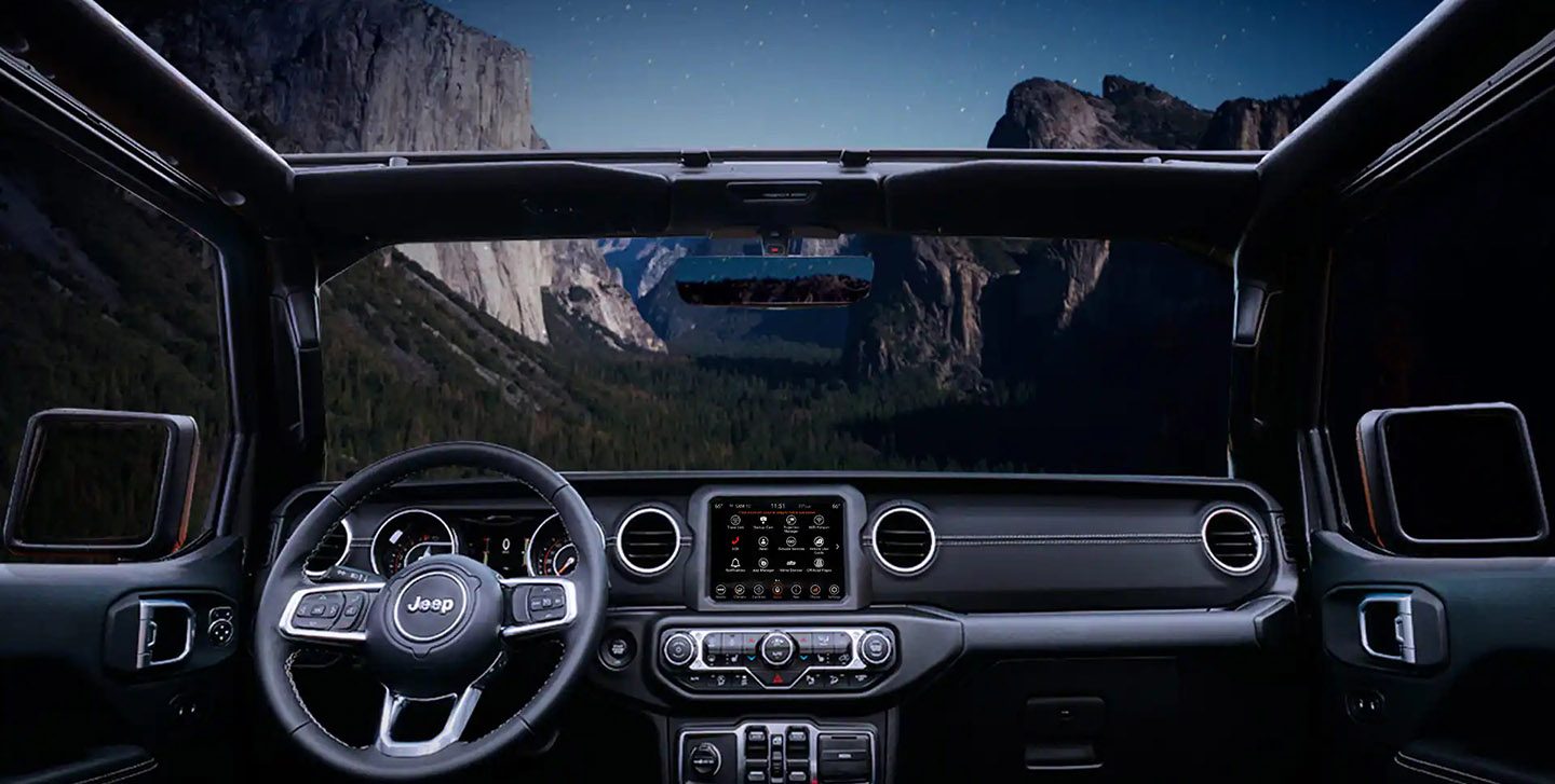 The interior of the 2021 Jeep Wrangler.