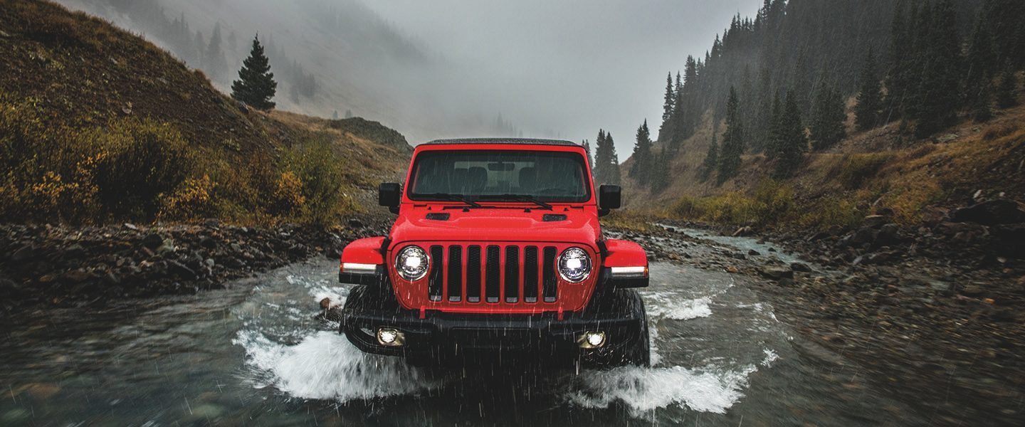 A head-on view of the 2021 Jeep Wrangler.